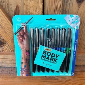 BIC BodyMark Temporary Tattoo Markers (8) with 4 stencils - Color Collection